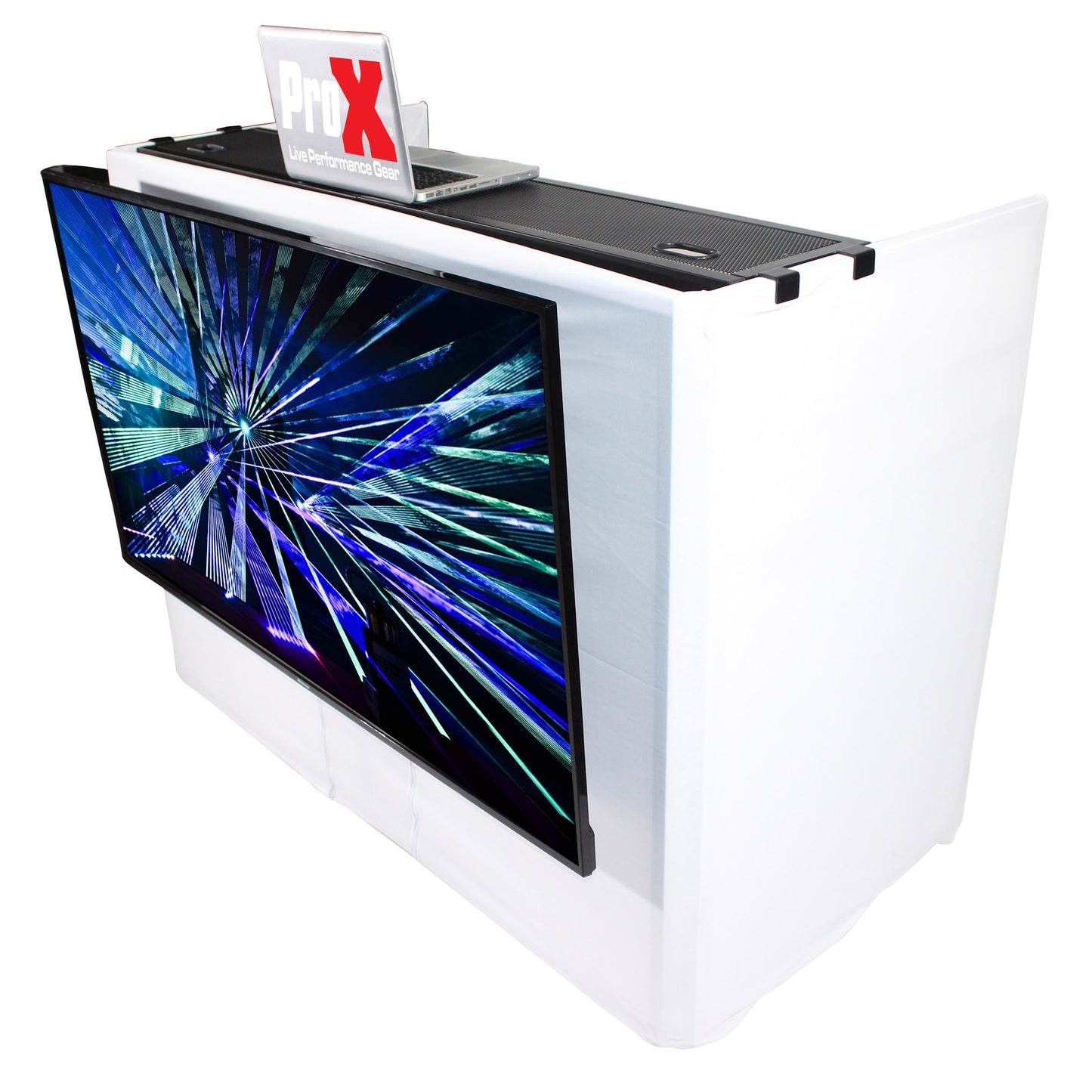 ProX XF-MESAMEDIAMK2 DJ Facade TV Workstation With Scrims and Bag