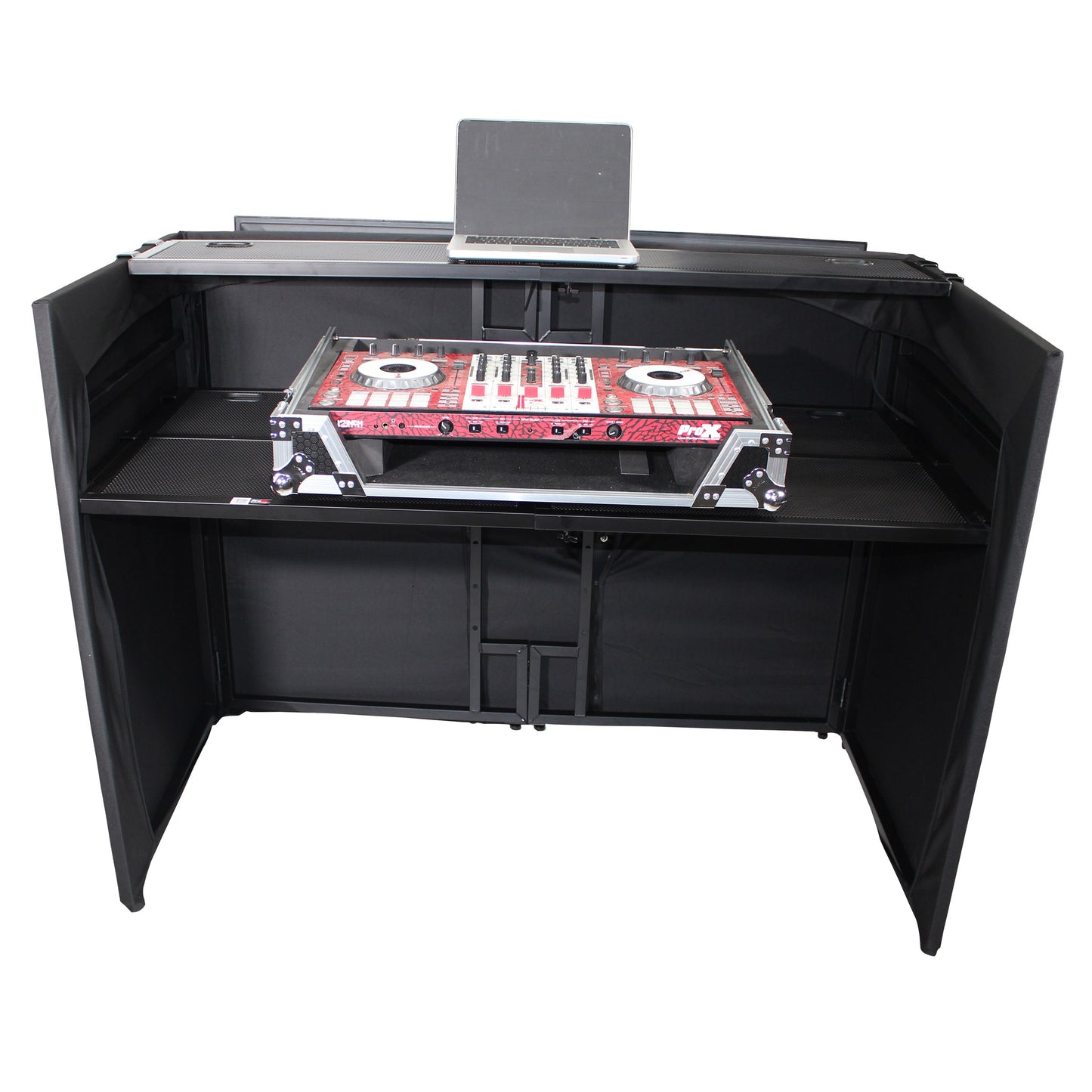 ProX XF-MESAMEDIAMK2 DJ Facade TV Workstation With Scrims and Bag