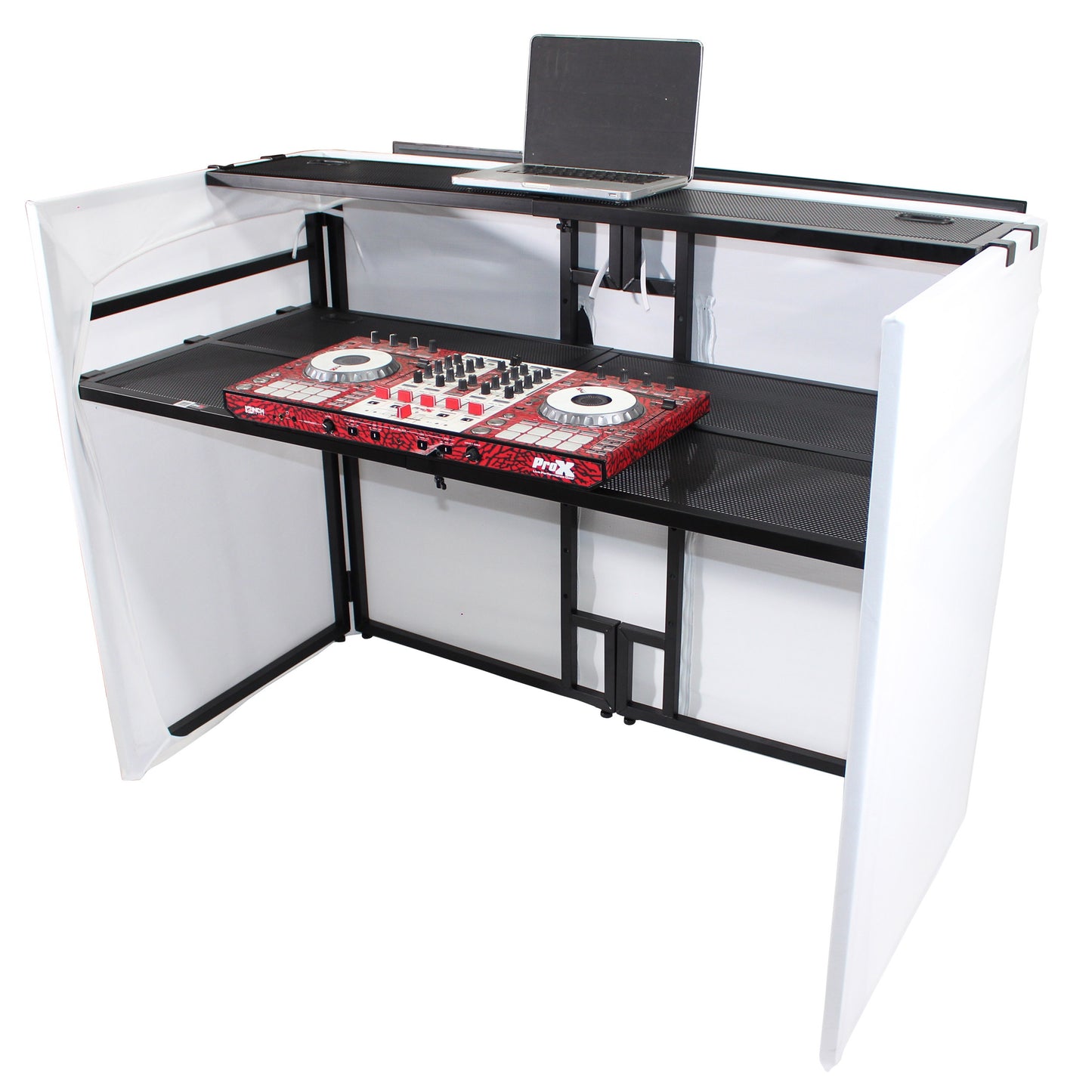 ProX XF-MESAMEDIAMK2 DJ Facade TV Workstation With Scrims and Bag