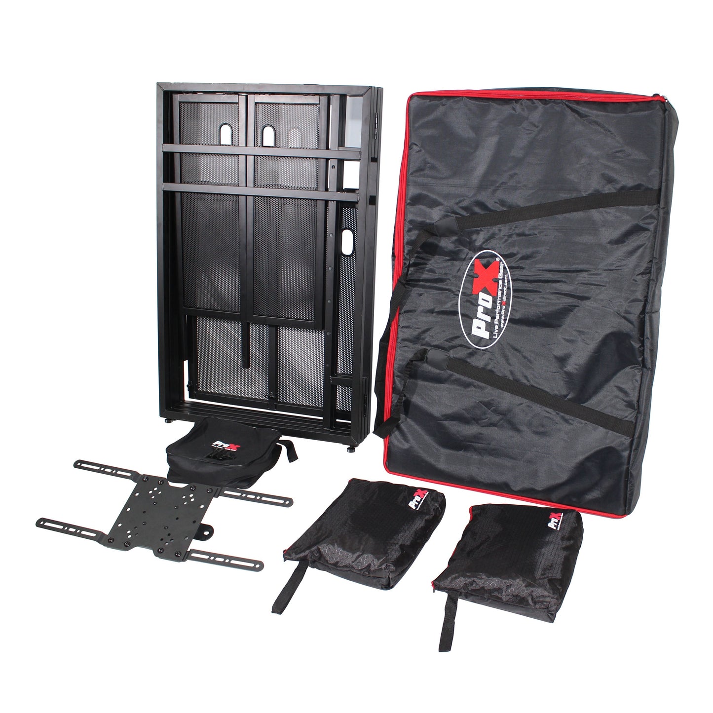 ProX XF-MESAMEDIAMK2 DJ Facade TV Workstation With Scrims and Bag