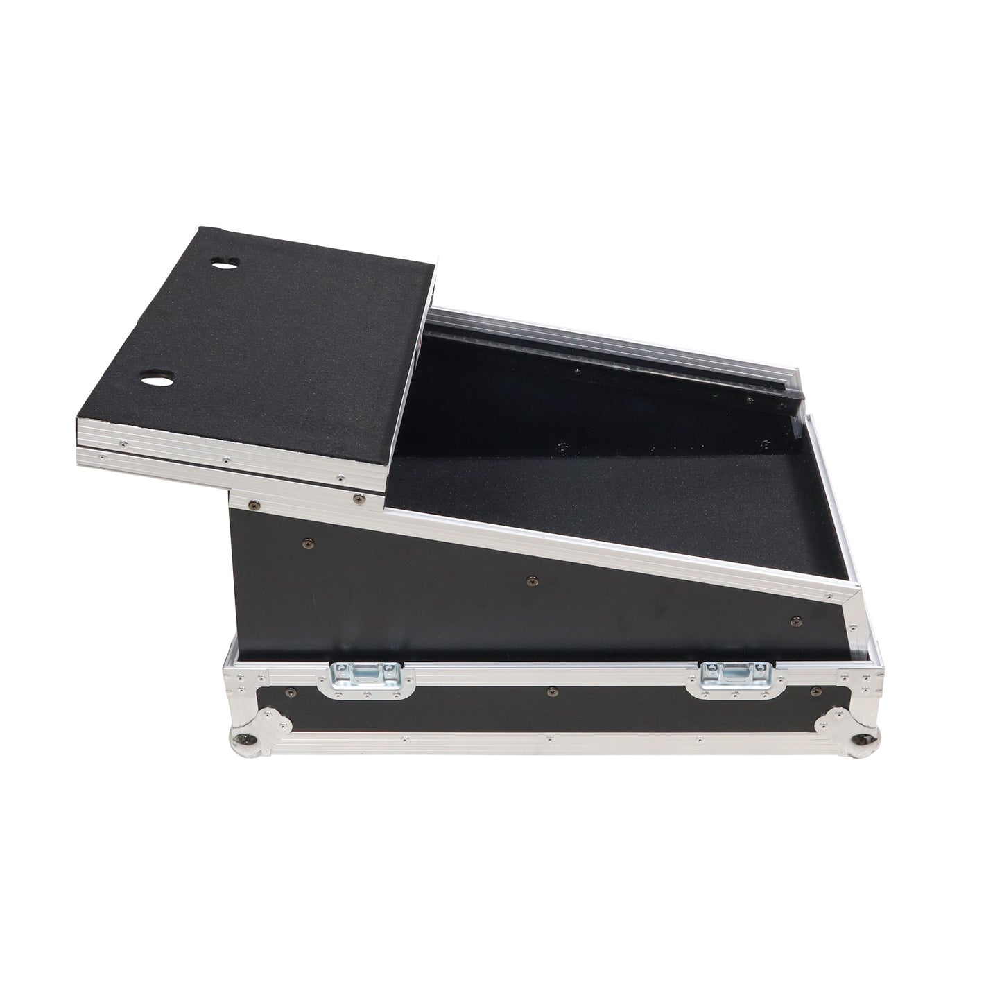 ProX 19" Slant Mixer Flight Case ATA Road Case With Laptop Shelf | 14U | Silver on Black