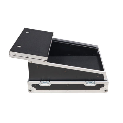 ProX 19" Slant Mixer Flight Case ATA Road Case With Laptop Shelf | 14U | Silver on Black