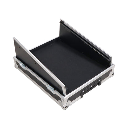 ProX 19" Slant Mixer Flight Case ATA Road Case With Laptop Shelf | 14U | Silver on Black