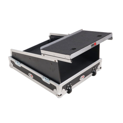 ProX 19" Slant Mixer Flight Case ATA Road Case With Laptop Shelf | 14U | Silver on Black