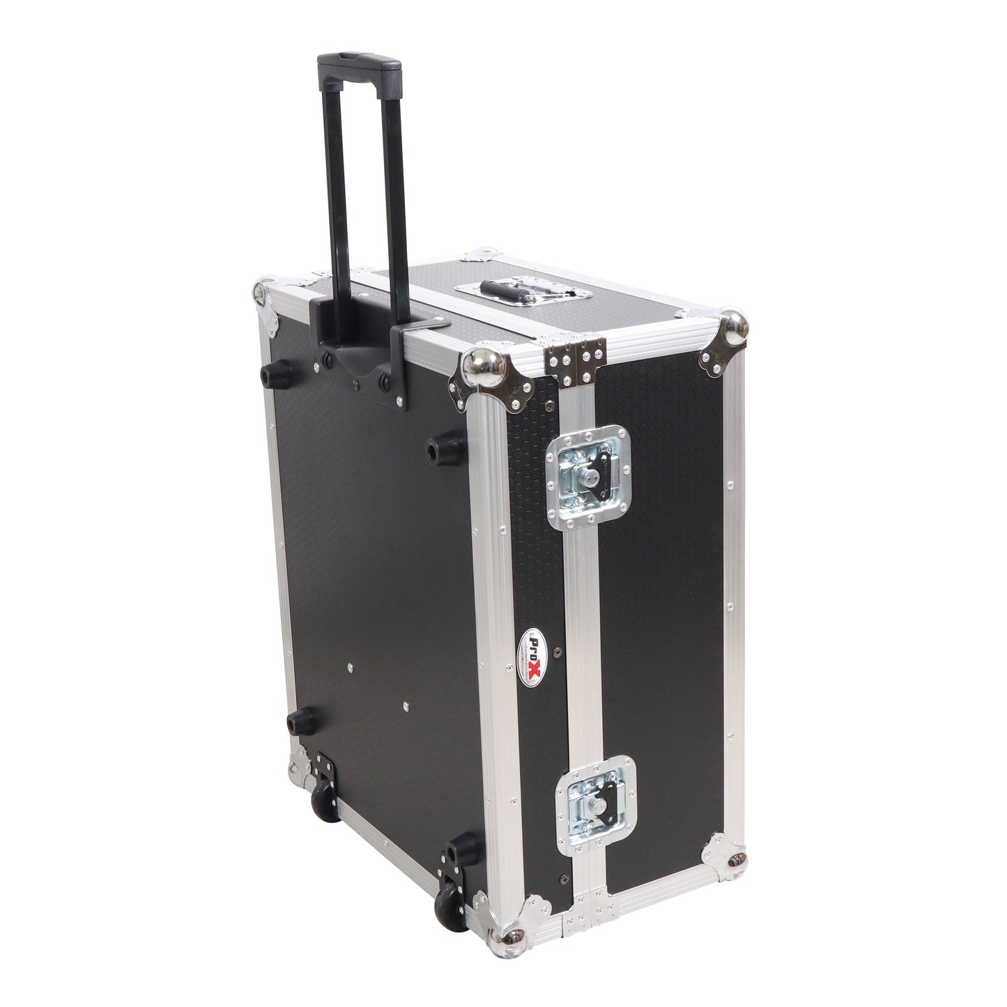 ProX 19" Slant Mixer Flight Case ATA Road Case With Laptop Shelf | 14U | Silver on Black