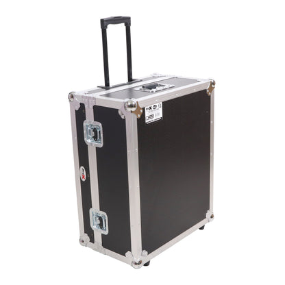 ProX 19" Slant Mixer Flight Case ATA Road Case With Laptop Shelf | 14U | Silver on Black