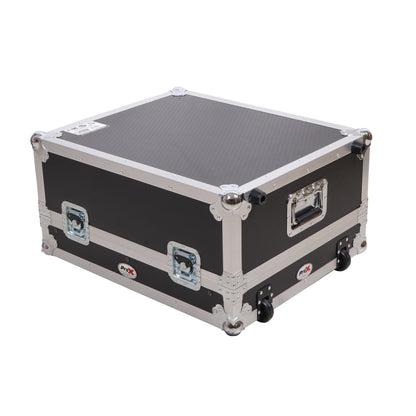 ProX 19" Slant Mixer Flight Case ATA Road Case With Laptop Shelf | 14U | Silver on Black