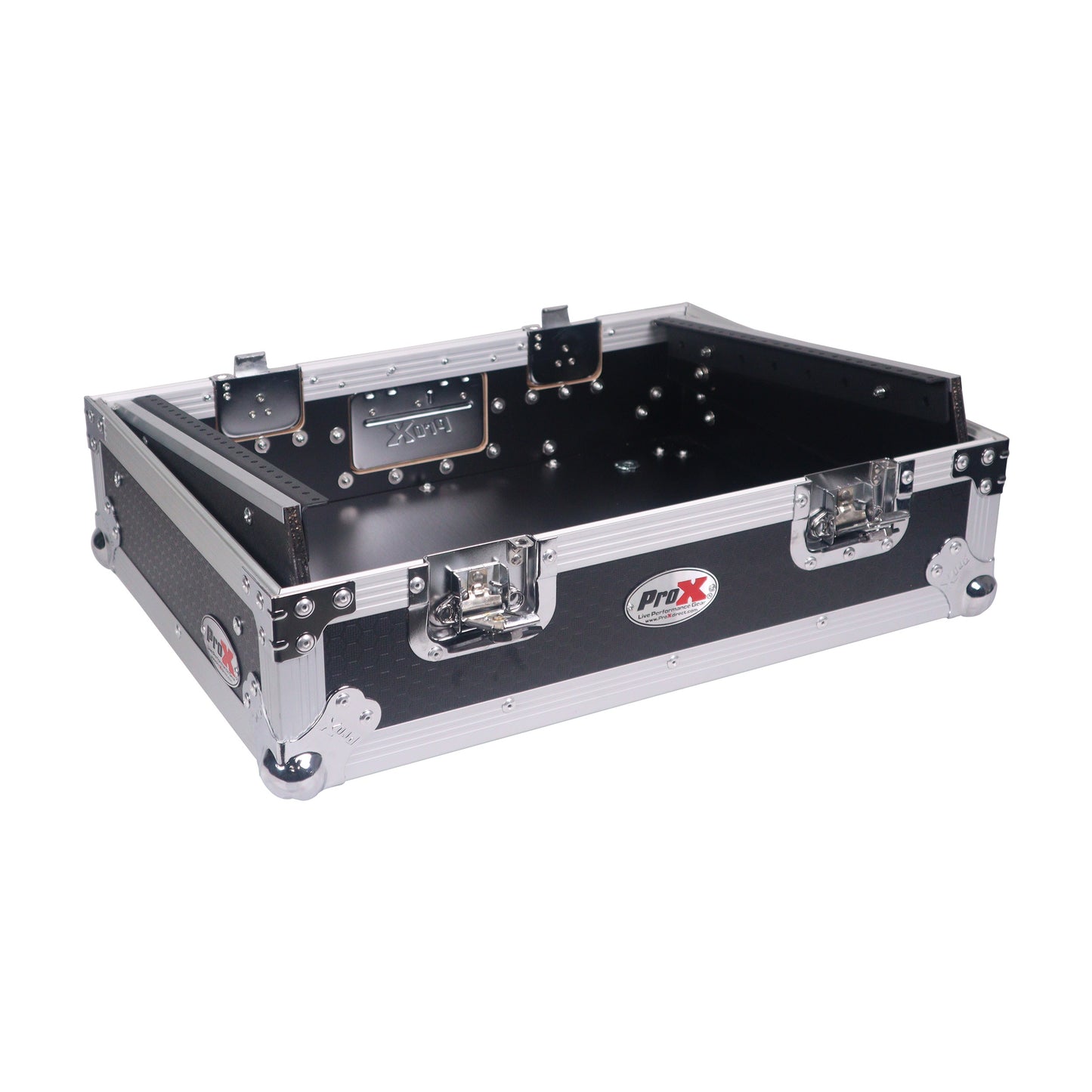 ProX 19" Slant Mixer Flight Case ATA Road Case With Laptop Shelf | 8U | Black/Silver