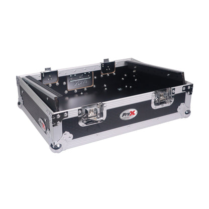 ProX 19" Slant Mixer Flight Case ATA Road Case With Laptop Shelf | 8U | Black/Silver