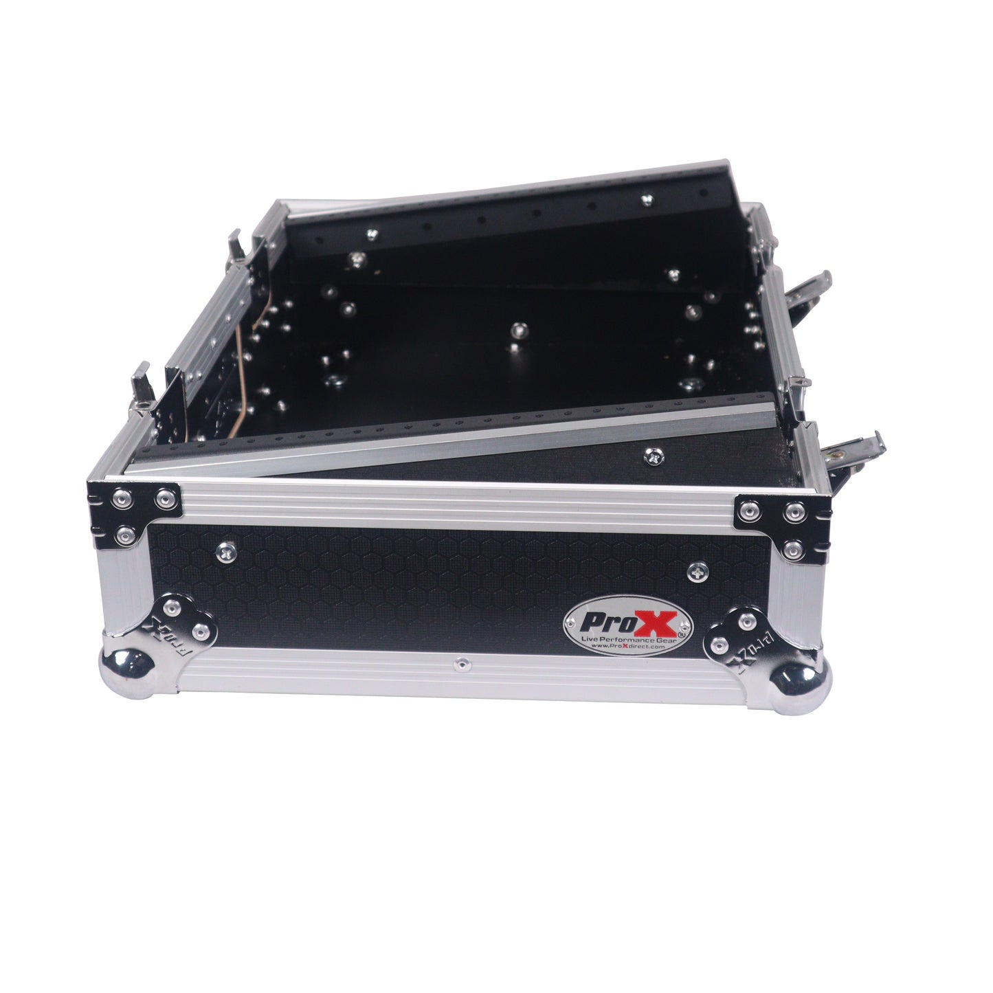 ProX 19" Slant Mixer Flight Case ATA Road Case With Laptop Shelf | 8U | Black/Silver