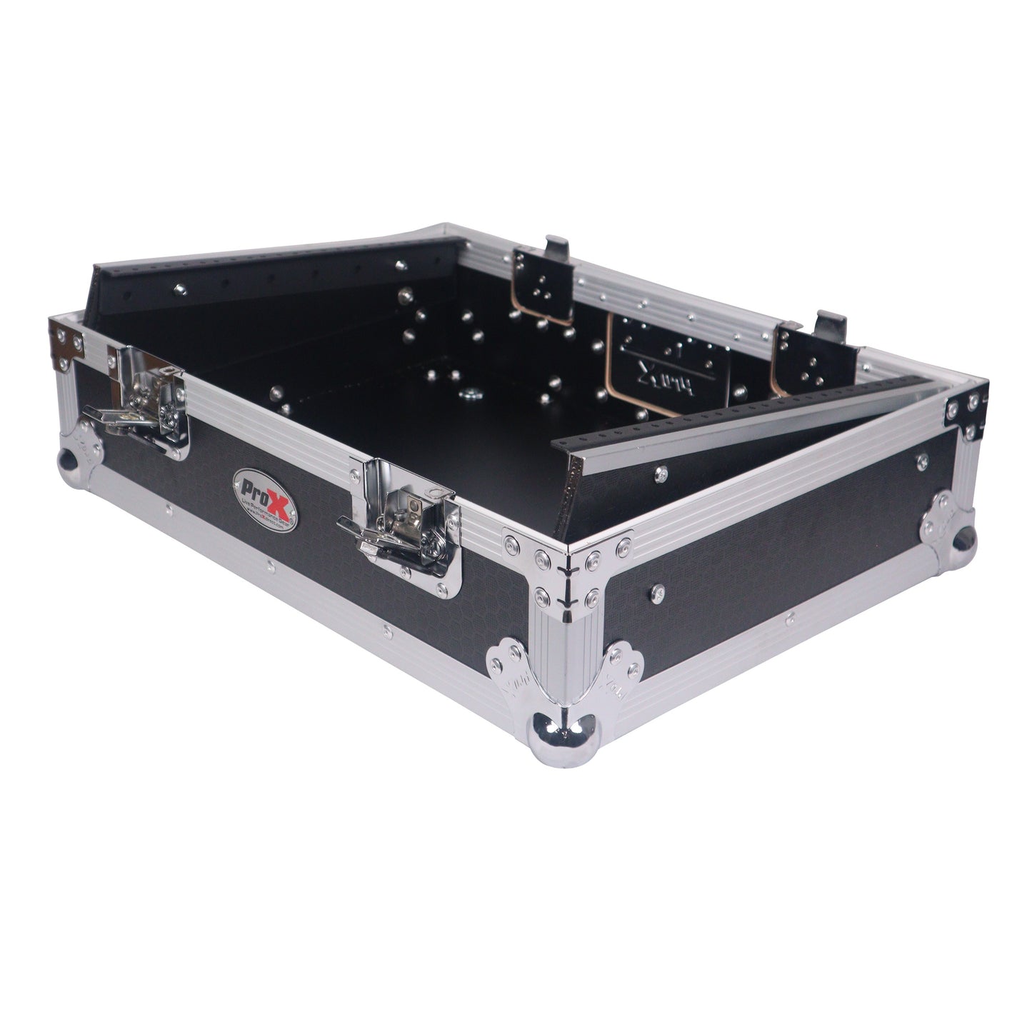 ProX 19" Slant Mixer Flight Case ATA Road Case With Laptop Shelf | 8U | Black/Silver