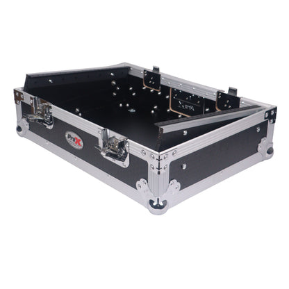 ProX 19" Slant Mixer Flight Case ATA Road Case With Laptop Shelf | 8U | Black/Silver