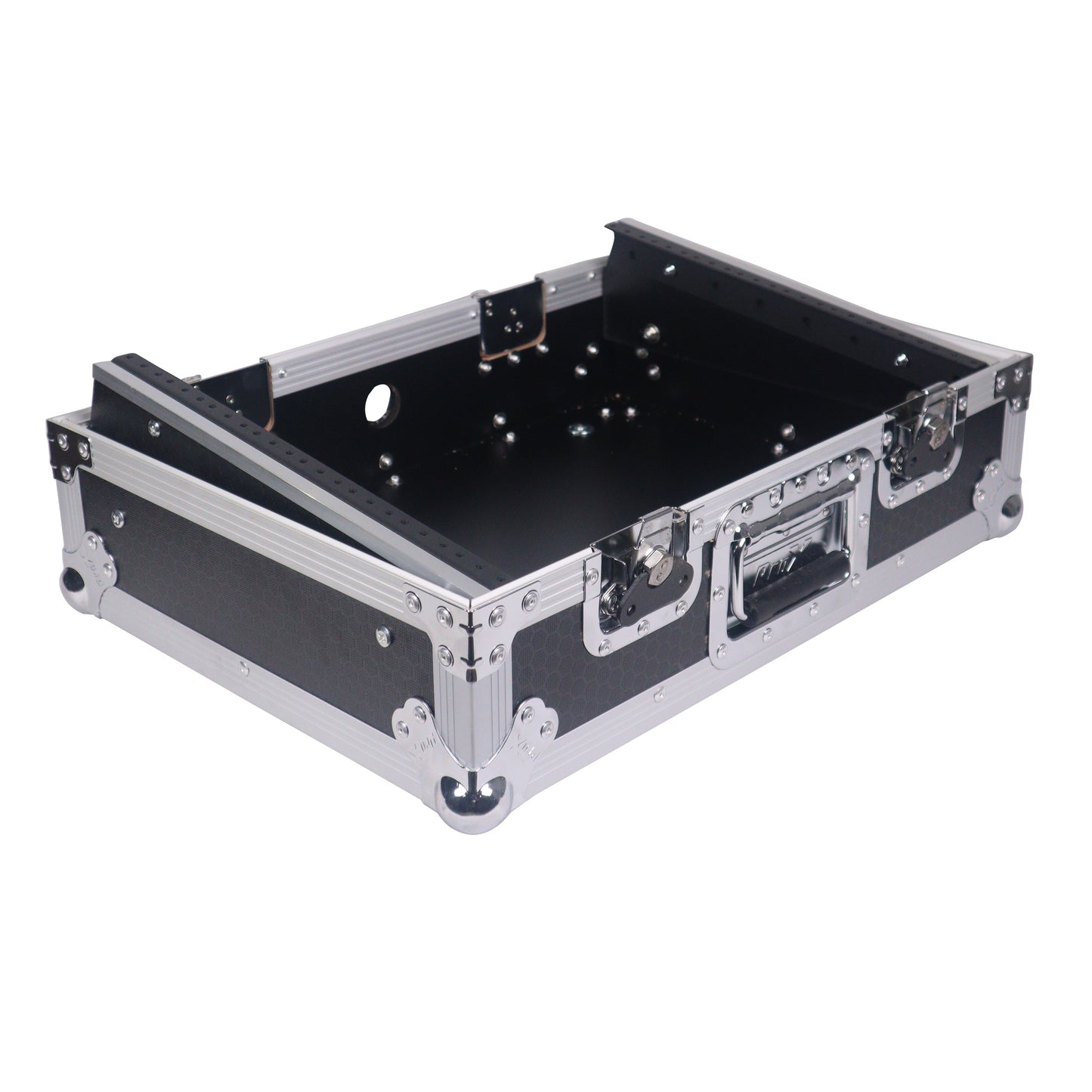 ProX 19" Slant Mixer Flight Case ATA Road Case With Laptop Shelf | 8U | Black/Silver