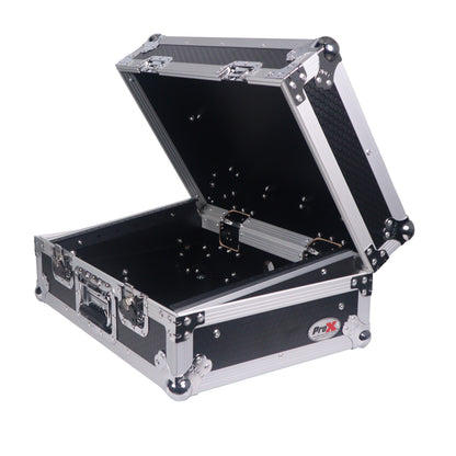 ProX 19" Slant Mixer Flight Case ATA Road Case With Laptop Shelf | 8U | Black/Silver