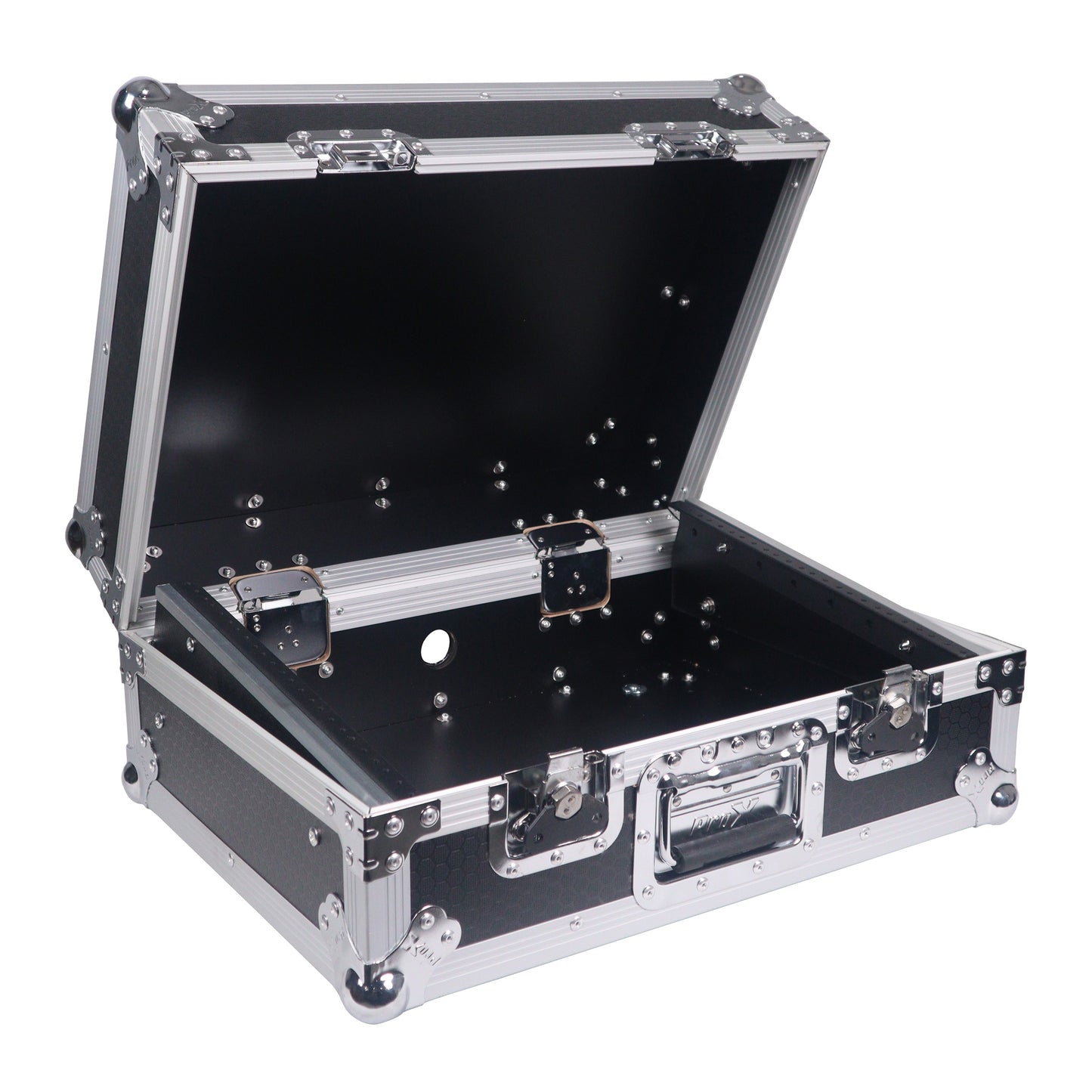 ProX 19" Slant Mixer Flight Case ATA Road Case With Laptop Shelf | 8U | Black/Silver