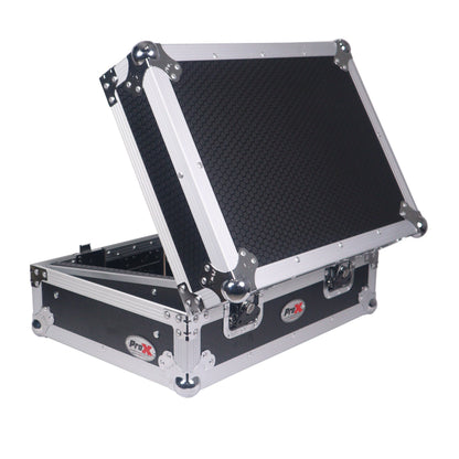 ProX 19" Slant Mixer Flight Case ATA Road Case With Laptop Shelf | 8U | Black/Silver