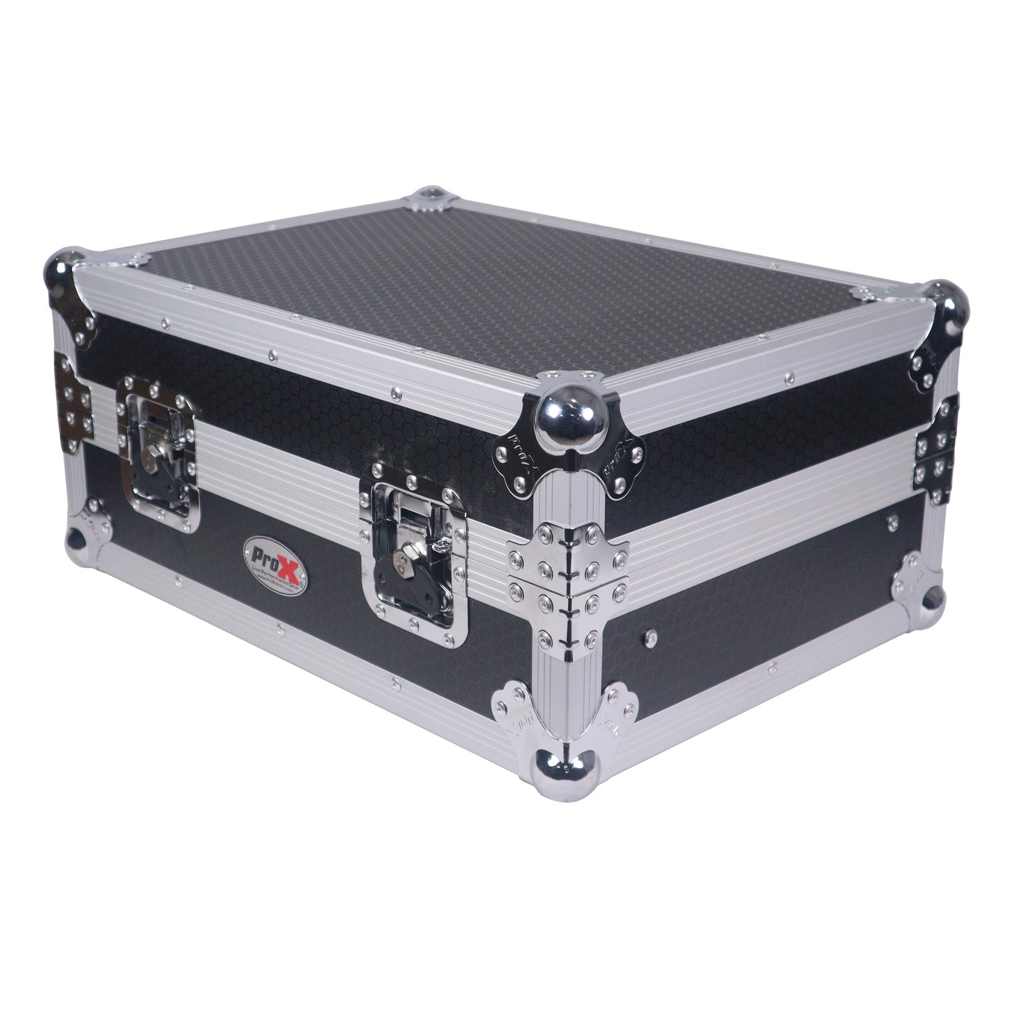 ProX 19" Slant Mixer Flight Case ATA Road Case With Laptop Shelf | 8U | Black/Silver