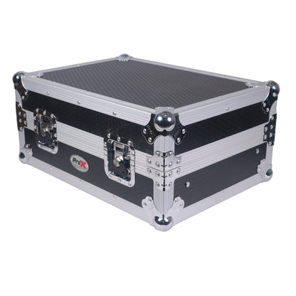 ProX 19" Slant Mixer Flight Case ATA Road Case With Laptop Shelf | 8U | Black/Silver