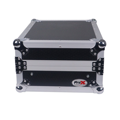 ProX 19" Slant Mixer Flight Case ATA Road Case With Laptop Shelf | 8U | Black/Silver