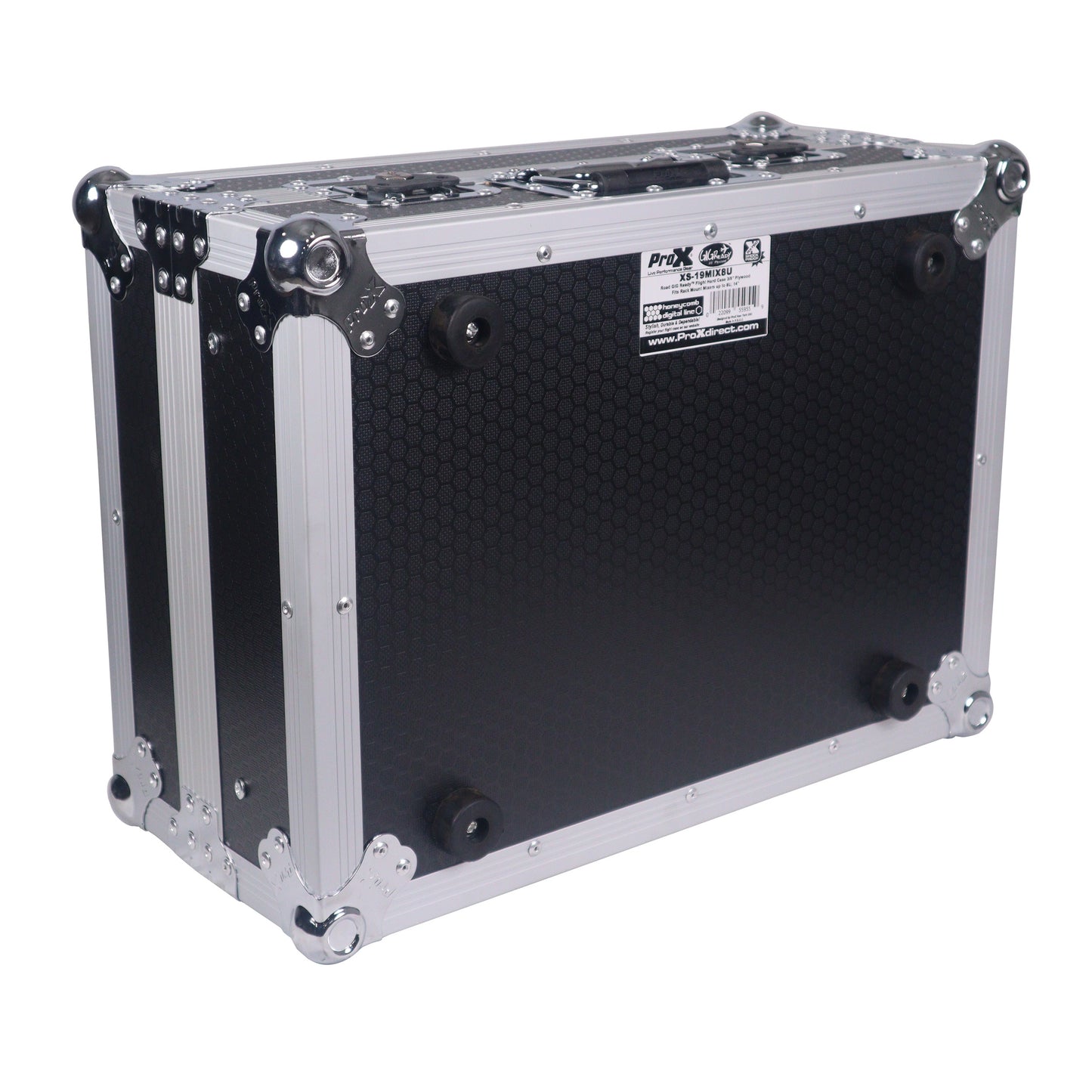 ProX 19" Slant Mixer Flight Case ATA Road Case With Laptop Shelf | 8U | Black/Silver