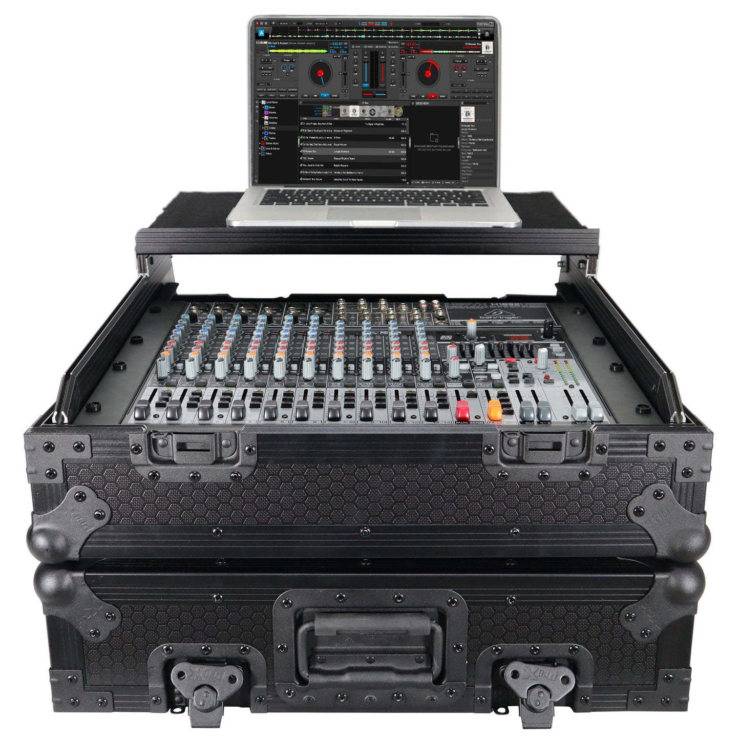 ProX 19" Slant Mixer Flight Case ATA Road Case With Laptop Shelf | 10U | Black on Black