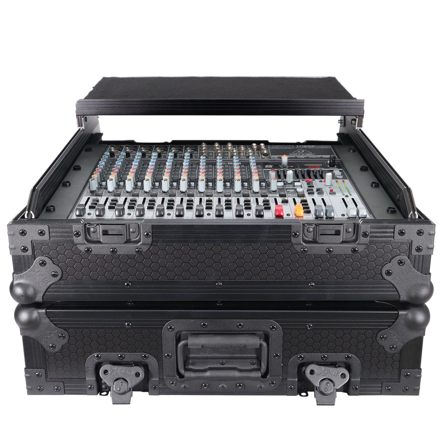 ProX 19" Slant Mixer Flight Case ATA Road Case With Laptop Shelf | 10U | Black on Black