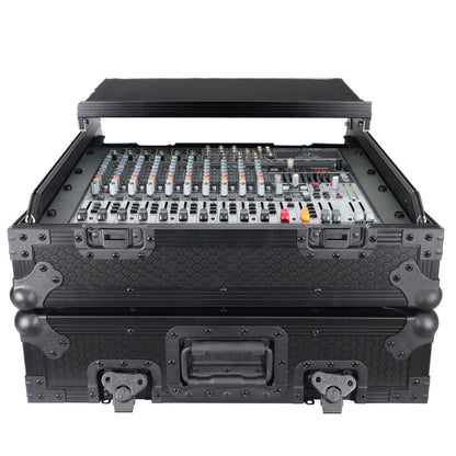 ProX 19" Slant Mixer Flight Case ATA Road Case With Laptop Shelf | 10U | Black on Black