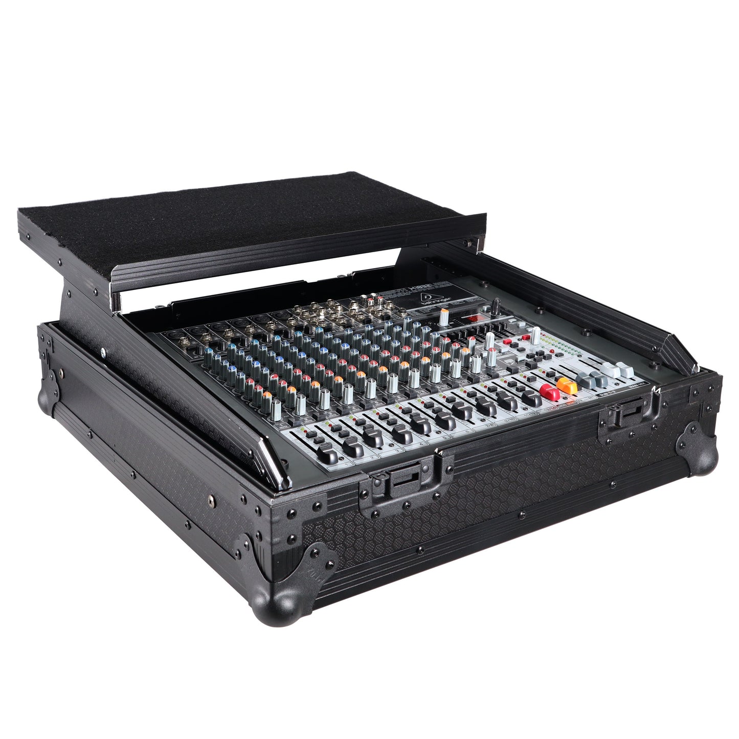 ProX 19" Slant Mixer Flight Case ATA Road Case With Laptop Shelf | 10U | Black on Black