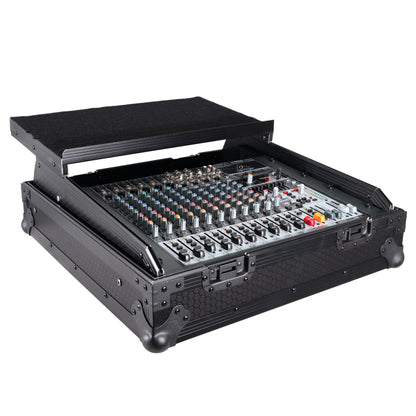 ProX 19" Slant Mixer Flight Case ATA Road Case With Laptop Shelf | 10U | Black on Black