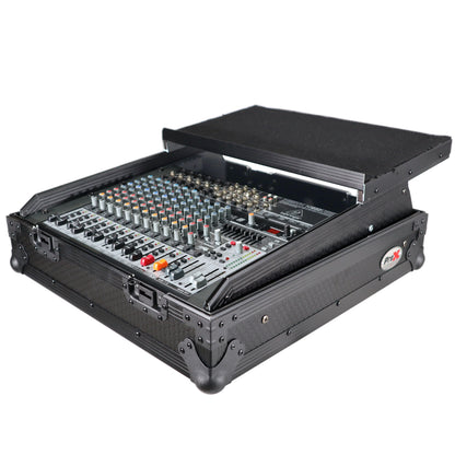ProX 19" Slant Mixer Flight Case ATA Road Case With Laptop Shelf | 10U | Black on Black