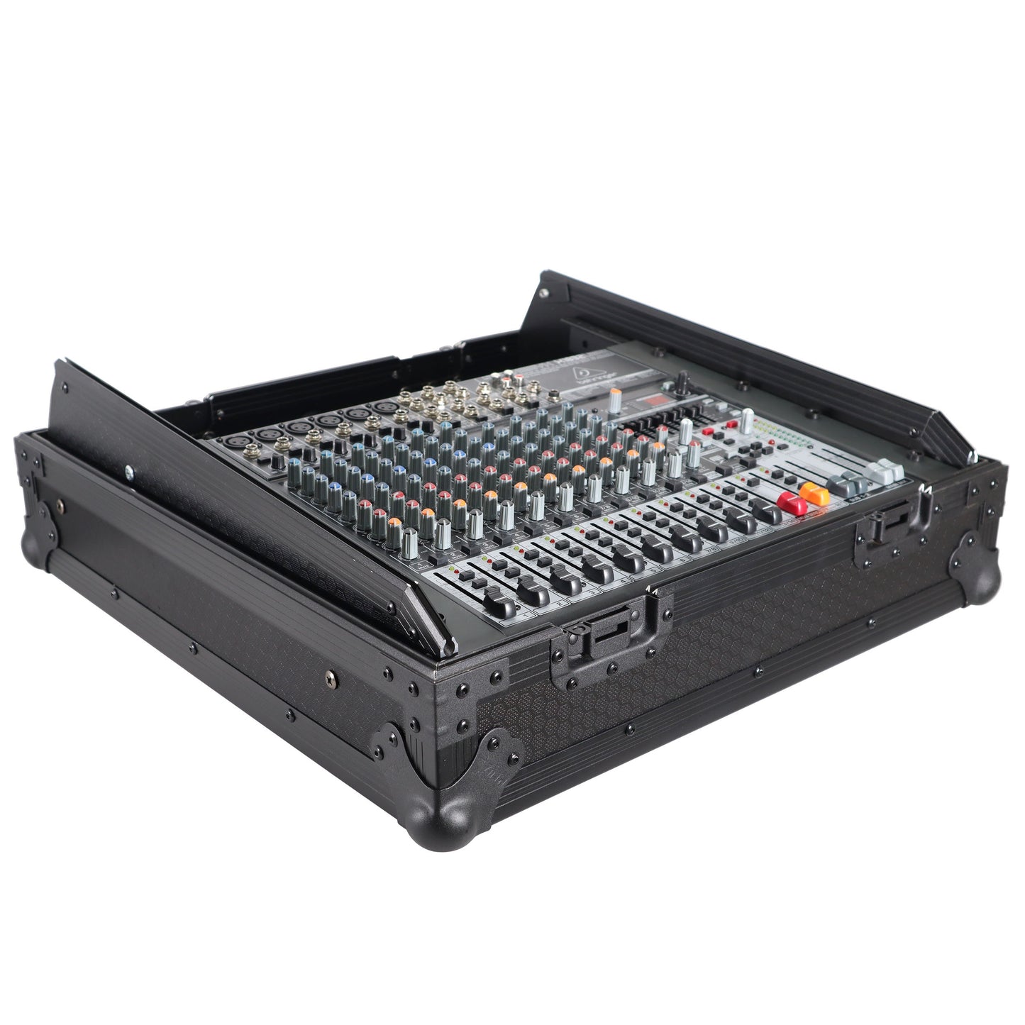 ProX 19" Slant Mixer Flight Case ATA Road Case With Laptop Shelf | 10U | Black on Black