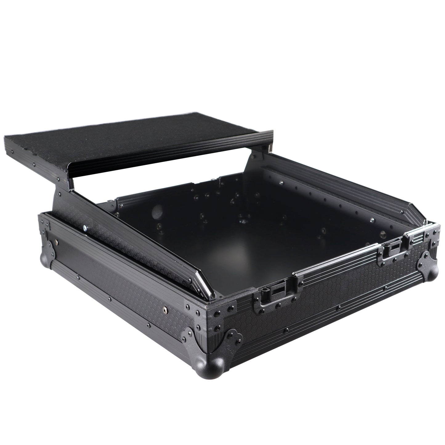 ProX 19" Slant Mixer Flight Case ATA Road Case With Laptop Shelf | 10U | Black on Black