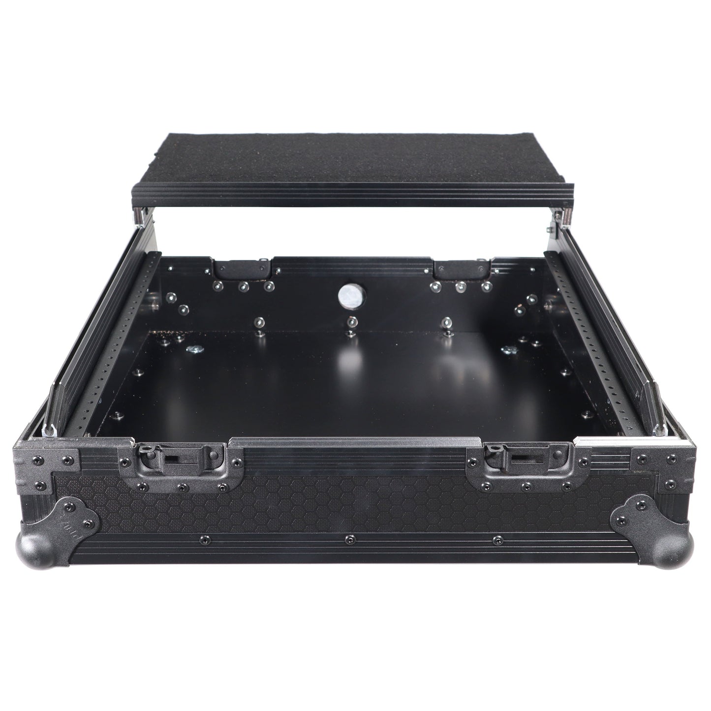 ProX 19" Slant Mixer Flight Case ATA Road Case With Laptop Shelf | 10U | Black on Black