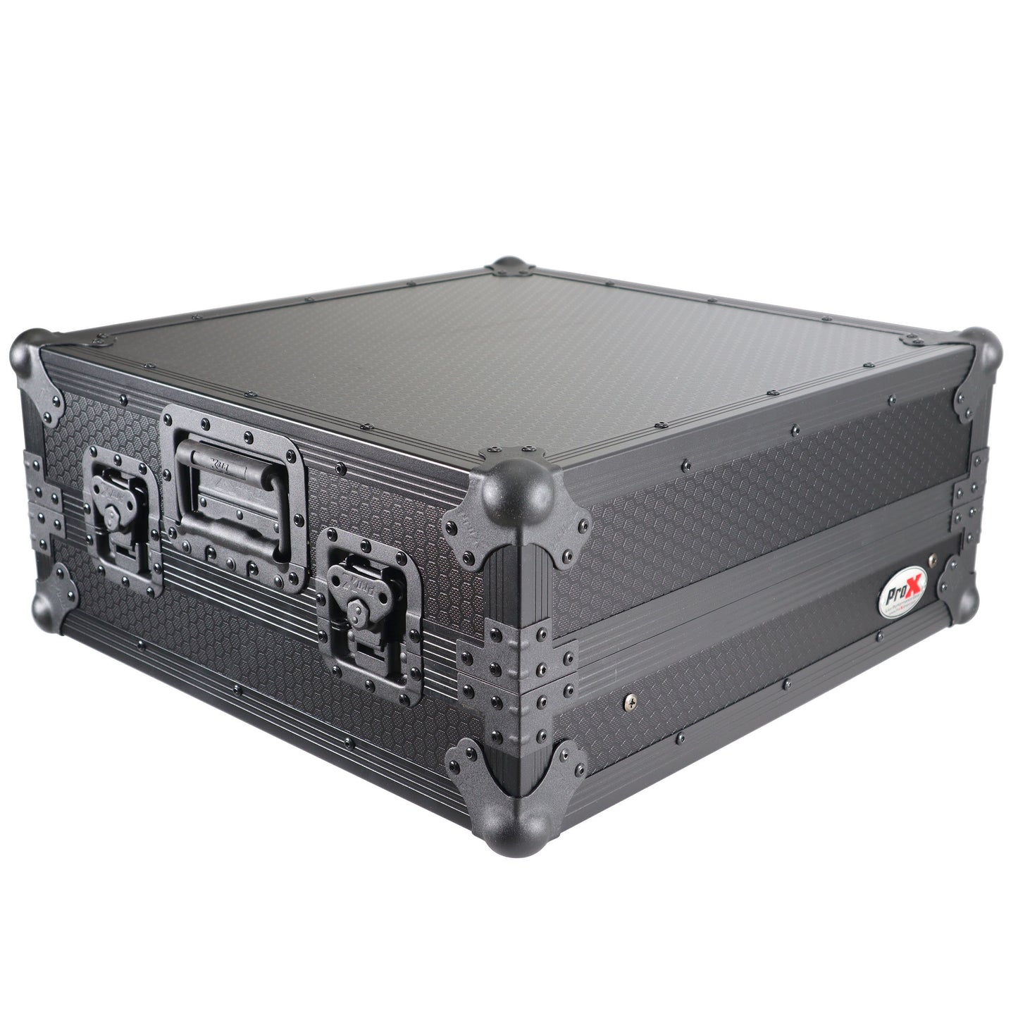 ProX 19" Slant Mixer Flight Case ATA Road Case With Laptop Shelf | 10U | Black on Black