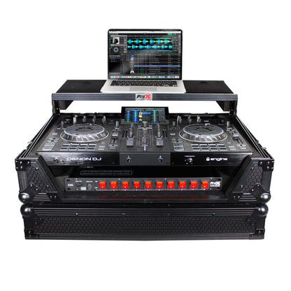 ProX ATA Flight Case for Denon PRIME 2 DJ Controller With Laptop Shelf | Black on Black
