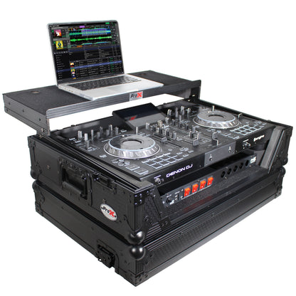 ProX ATA Flight Case for Denon PRIME 2 DJ Controller With Laptop Shelf | Black on Black