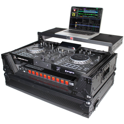 ProX ATA Flight Case for Denon PRIME 2 DJ Controller With Laptop Shelf | Black on Black