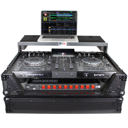ProX ATA Flight Case for Denon PRIME 2 DJ Controller With Laptop Shelf | Black on Black