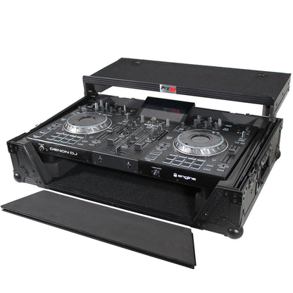 ProX ATA Flight Case for Denon PRIME 2 DJ Controller With Laptop Shelf | Black on Black