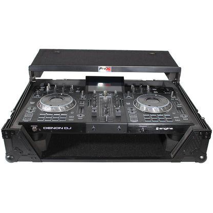 ProX ATA Flight Case for Denon PRIME 2 DJ Controller With Laptop Shelf | Black on Black