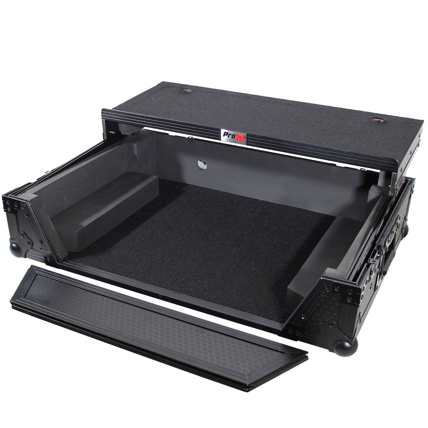 ProX ATA Flight Case for Denon PRIME 2 DJ Controller With Laptop Shelf | Black on Black