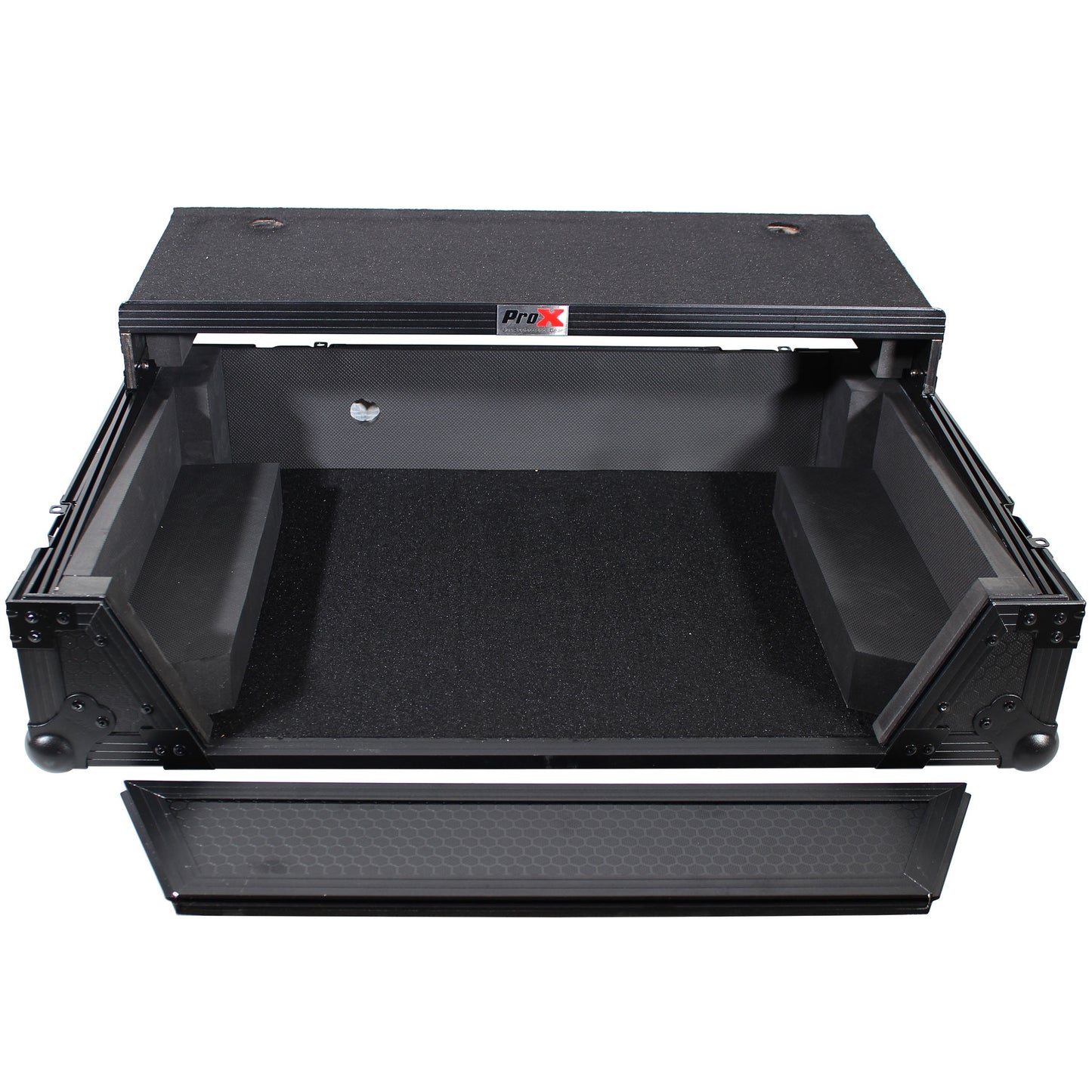 ProX ATA Flight Case for Denon PRIME 2 DJ Controller With Laptop Shelf | Black on Black