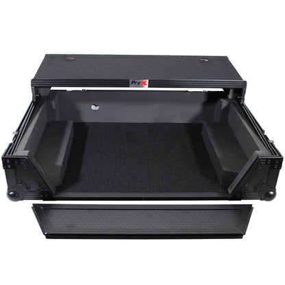 ProX ATA Flight Case for Denon PRIME 2 DJ Controller With Laptop Shelf | Black on Black