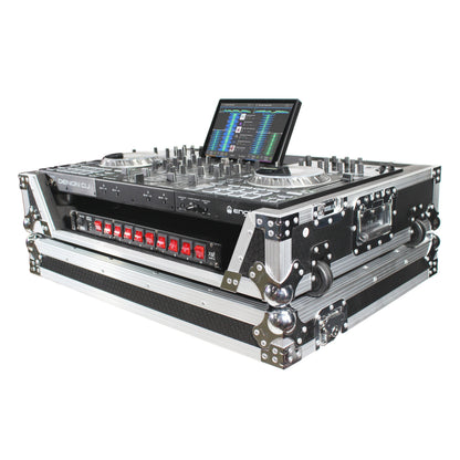 ProX ATA Flight Case for Denon PRIME 4 DJ Controller With Rack | Silver on Black