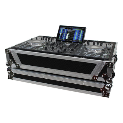 ProX ATA Flight Case for Denon PRIME 4 DJ Controller With Rack | Silver on Black