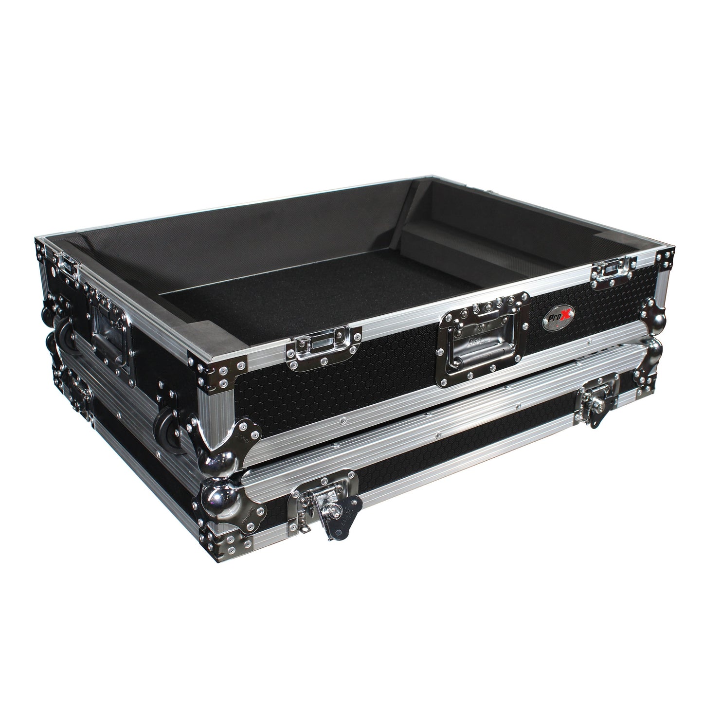 ProX ATA Flight Case for Denon PRIME 4 DJ Controller With Rack | Silver on Black