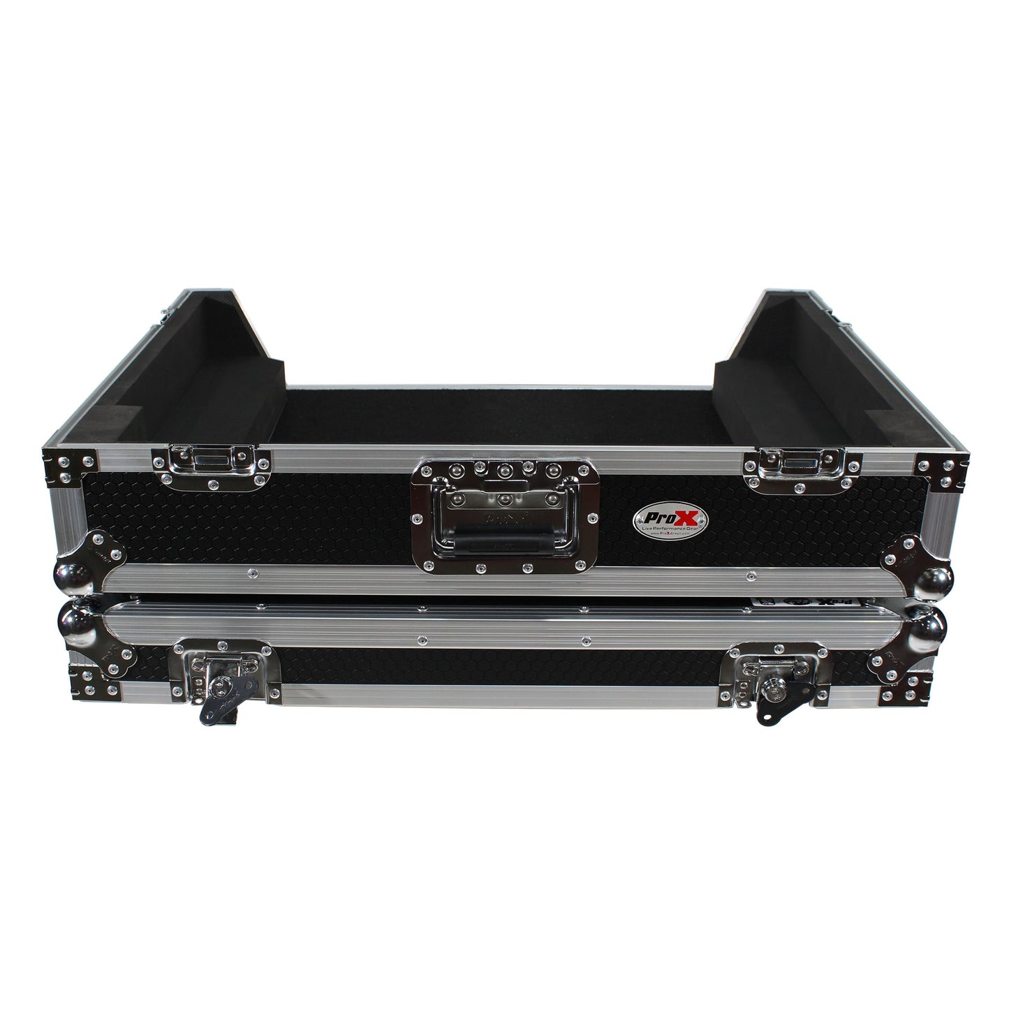 ProX ATA Flight Case for Denon PRIME 4 DJ Controller With Rack | Silver on Black