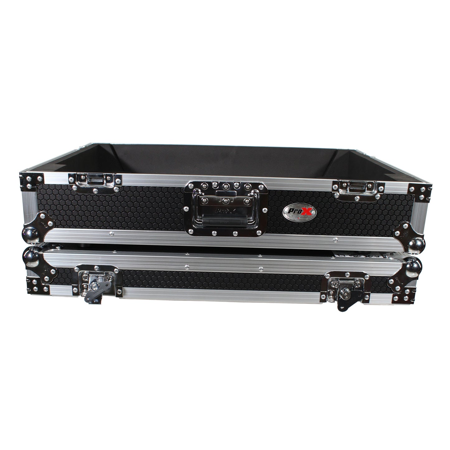 ProX ATA Flight Case for Denon PRIME 4 DJ Controller With Rack | Silver on Black