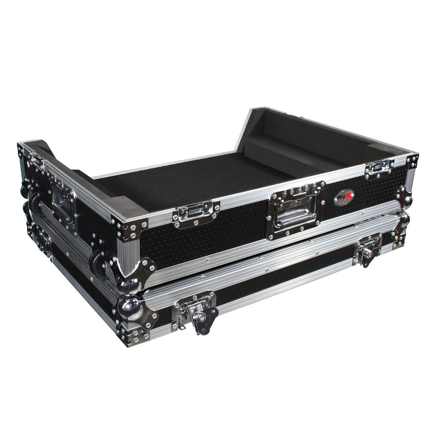 ProX ATA Flight Case for Denon PRIME 4 DJ Controller With Rack | Silver on Black