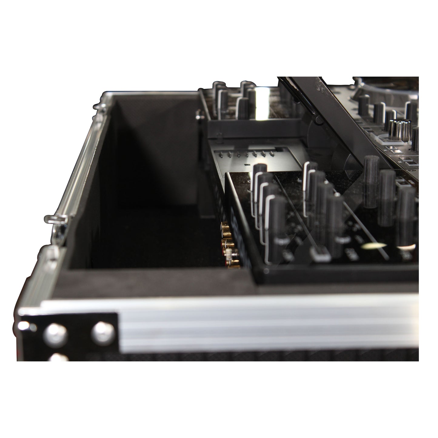 ProX ATA Flight Case for Denon PRIME 4 DJ Controller With Rack | Silver on Black